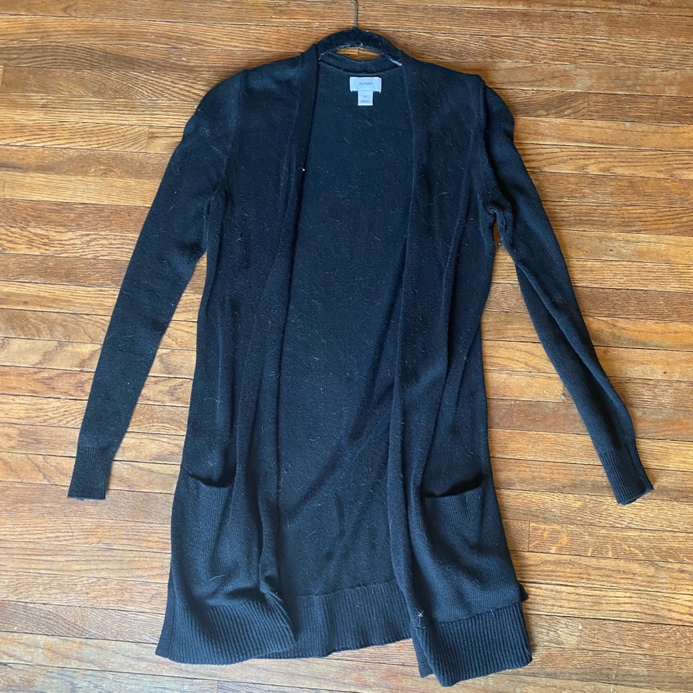 Black longline cardigan